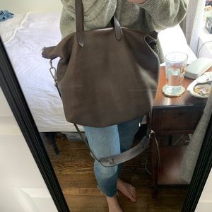 Grey leather madewell tote